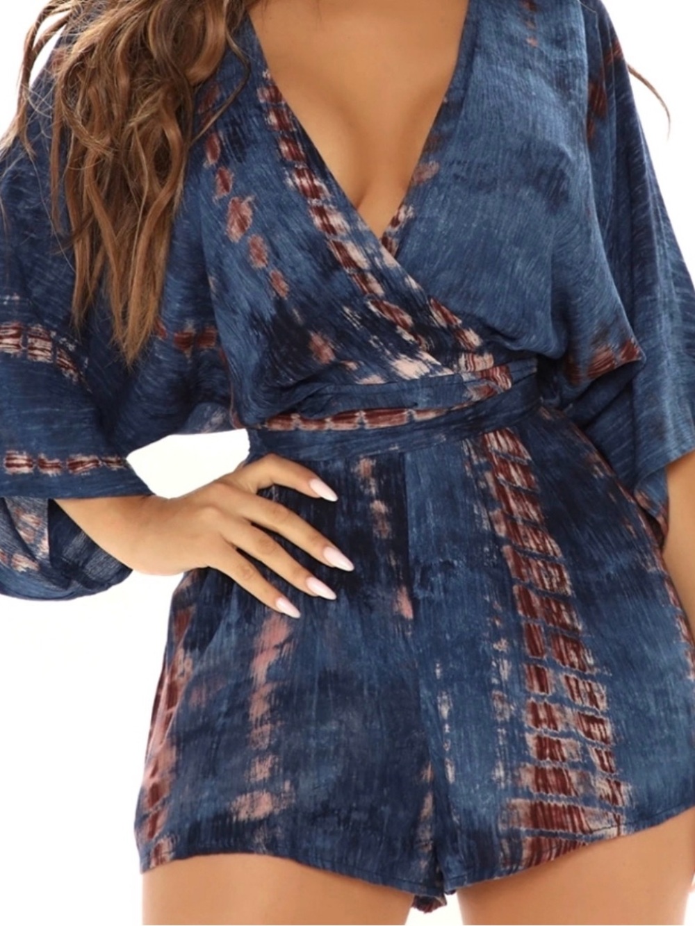 Fashion Nova Navy tie dye playsuit